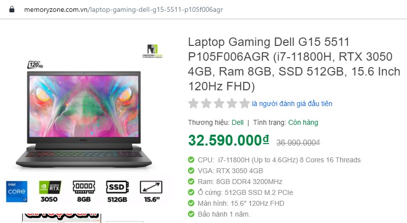 Dell Gaming G15 5511 intel i7-11800H 8GB 512GB RTX 3050.jpg